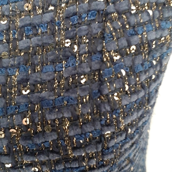 White House Black Market Lurex Sequin Navy Tweed Dress Size 0 NWT - Picture 10 of 11